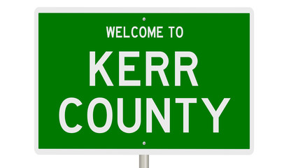 Rendering of a green 3d highway sign for Kerr County
