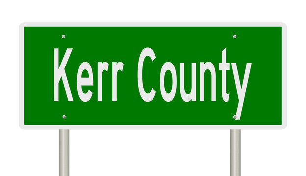 Rendering Of A Green 3d Highway Sign For Kerr County