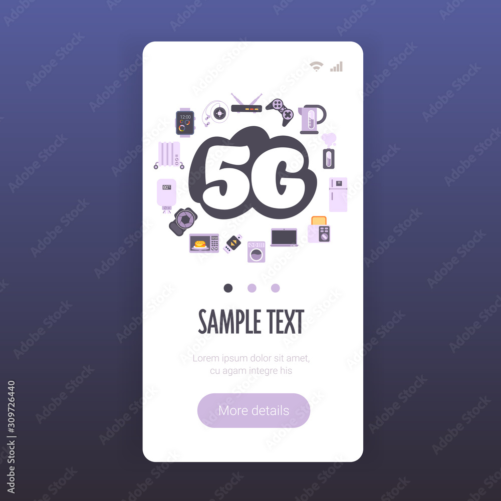 Poster 5g online communication digital appliances network wireless technology systems connection concept fi
