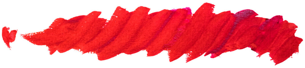 Long hand drawn isolated paintbrush gouache stripe with dirty red color esp 10 vector illustration