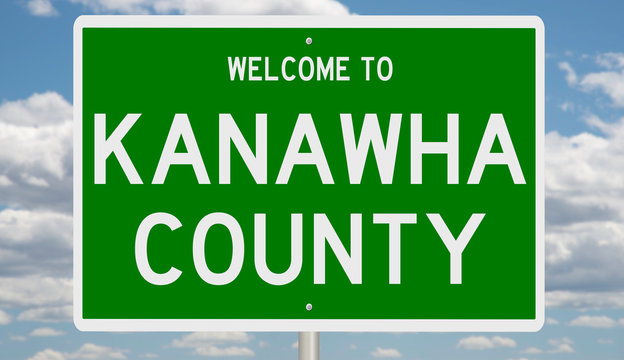 Rendering Of A Green 3d Highway Sign For Kanawha County