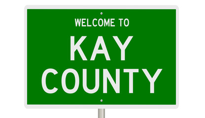 Rendering of a green 3d highway sign for Kay County