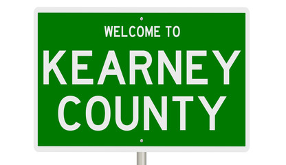 Rendering of a green 3d highway sign for Kearney County