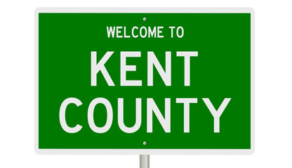 Rendering of a green 3d highway sign for Kent County