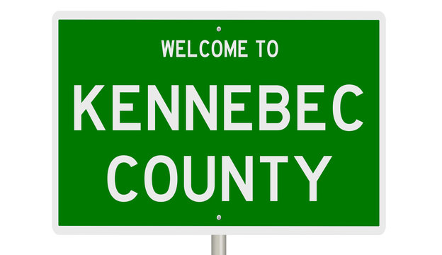 Rendering Of A Green 3d Highway Sign For Kennebec County