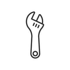 Wrench icon in flat style. Spanner key vector illustration on white isolated background. Repair equipment business concept.