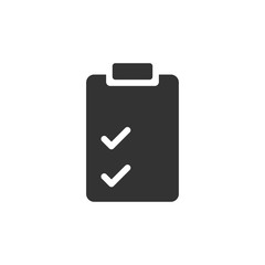 Document checklist icon in flat style. Report vector illustration on white isolated background. Paper sheet business concept.