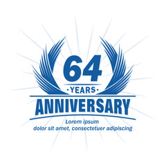 64 years logo design template. 64th anniversary vector and illustration.