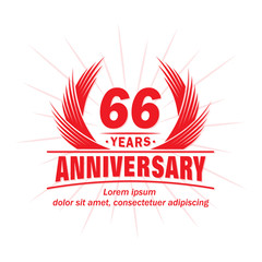 66 years logo design template. 66th anniversary vector and illustration.