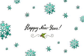 Christmas New Year doodle marker illustration greeting card