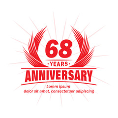 68 years logo design template. 68th anniversary vector and illustration.