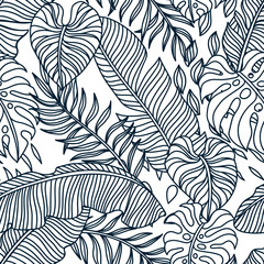 Seamless pattern with palm leaves.