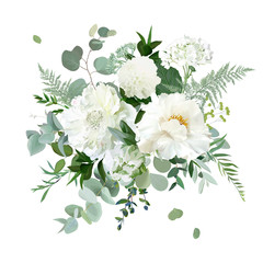 Naklejki  Srebrna szałwia zielone i białe kwiaty wektor projekt wiosna ziołowy bukiet