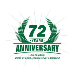 72 years logo design template. 72nd anniversary vector and illustration.