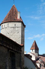 Tallinn Estonia, view of street near old town defensive wall