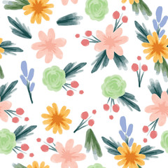 vector pastel watercolor floral seamless pattern for fabric, textile, wallpaper, clothes, skirt