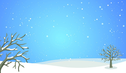 Winter Holidays background with a tree, banner  frost  abstract  snowfall  snowy  branch  snowflake, outdoors  vector  illustration