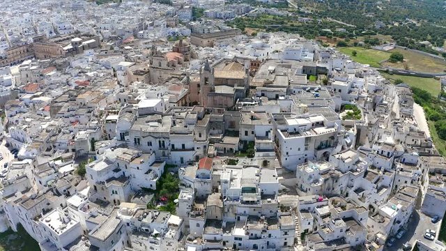 Aerial view of old town, Ostuni, Apulia, Italy