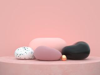 abstract pink background organic shape podium set 3d rendering