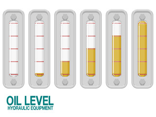 Isolated oil level on white background.This hydraulic equipment is used for identify oil level in the reservoir tank