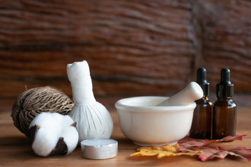 wellness Spa Concept on wooden background made from natural product.- space for text.