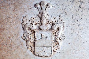 old bas-relief, coat of arms on the wall, Kotor, Montenegro