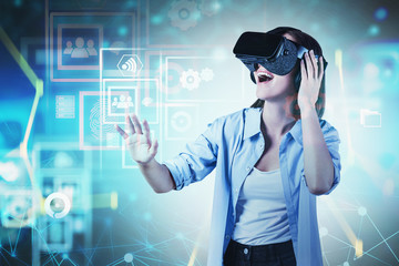 Happy woman and her VR experience