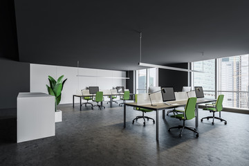 Gray and white open space office interior