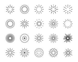 set of firework  icons, happy new year, bomb, celebration