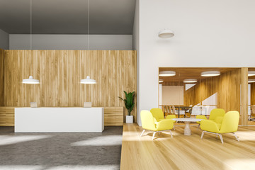 Bright office with reception and lounge area