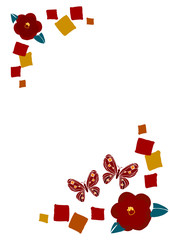 椿と蝶をモチーフにした和柄のイメージカット