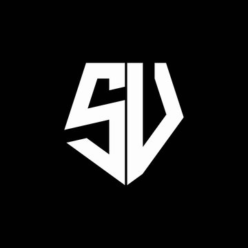 SV logo monogram with pentagon shape style design template