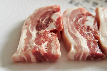Samgyeopsal, Korean raw pork belly 