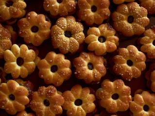 Background sweet biscuit with pineapple jam