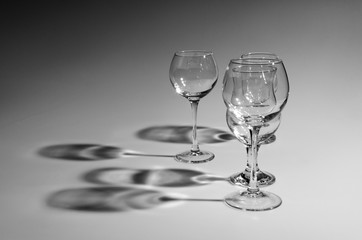 Black and white cocktail glasses