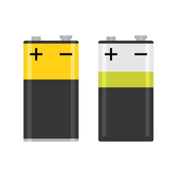 Alkaline PP3 battery flat colorful vector isolated illustration. Realistic battery on white background
