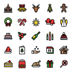Christmas Icon Set 25 -  Editable stroke. 48x48 Pixel Perfect.  