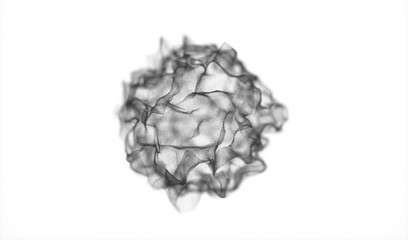 Particles moving on white background, 3d rendering.