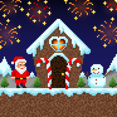 Christmas pixel, vector illustration