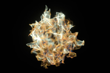 Particles moving on black background, 3d rendering.