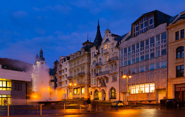 Fototapeta na wymiar Karlovy Vary at twilight