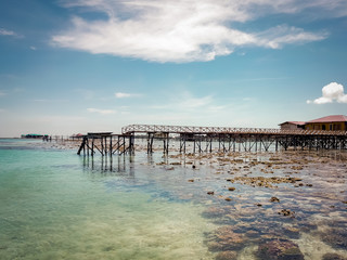 Coral reef in low tide in island near Pulau Bum Bum, Semporna, Sabah, Malaysia.
