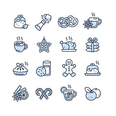 Christmas Food and Drink Icons set
