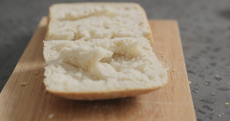 sliced ciabatta on oak board