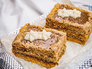 Fresh, fragrant homemade pastries. Close-up, side view. Tasty and healthy eating concept