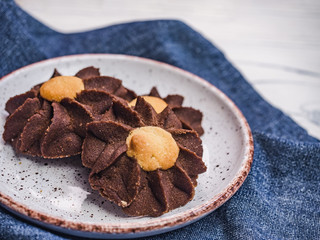 Fresh, fragrant homemade pastries. Close-up, side view. Tasty and healthy eating concept