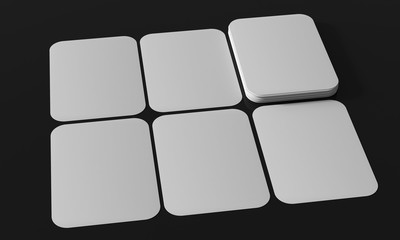 Set of blank playing cards mockup. Six cards template. 3d illustration