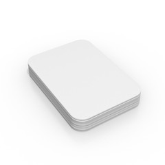 Stack of blank playing cards mockup. 3d illustration isolated on white