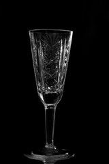 empty wine glass on black background