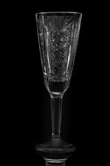 empty wine glass on black background